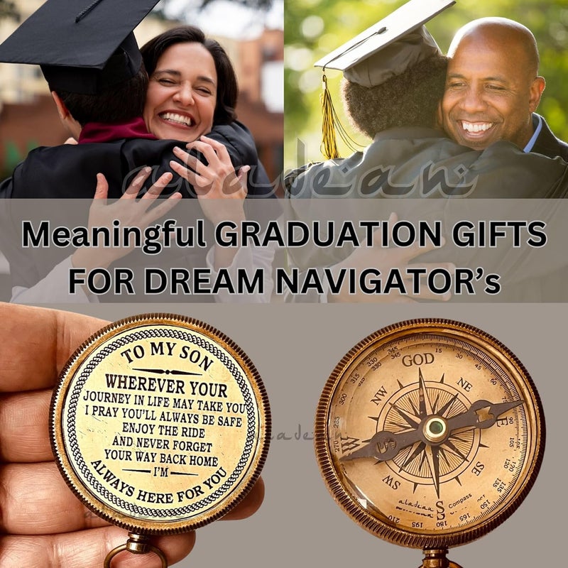 ALADEAN Gift for Son from Mom Dad | Engraved Compass 2" - Father to Son Gifts, Mom to Son Gifts for Graduation 2025, Birthday Baptism Confirmation Communion - Image 3